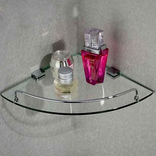 Aluminum Glass Shelf Bathroom Bath Corner Caddy Basket Storage Hanging Organizer with Extra Thick TEMPERED Glass Contemporary Style Wall Mount