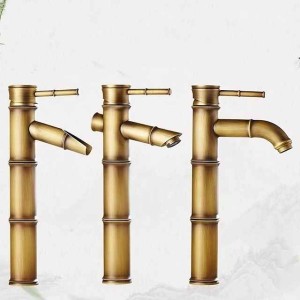 Vintage Bathroom Sink Mixer Faucet, Retro Style Monobloc Washroom Basin Vessel Taps Brass Single Handle Deck Mounted, Traditional with Hot and Cold Water Hose