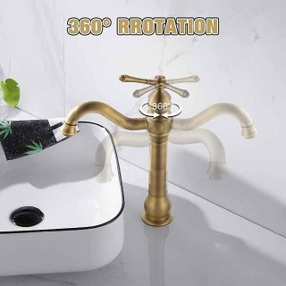 Bathroom Sink Faucet,Single Handle Rose Gold/Black/Brushed Gold/ Brass/Rustic Nickel One Hole Widespread Electroplated Faucet with Hot and Cold Water