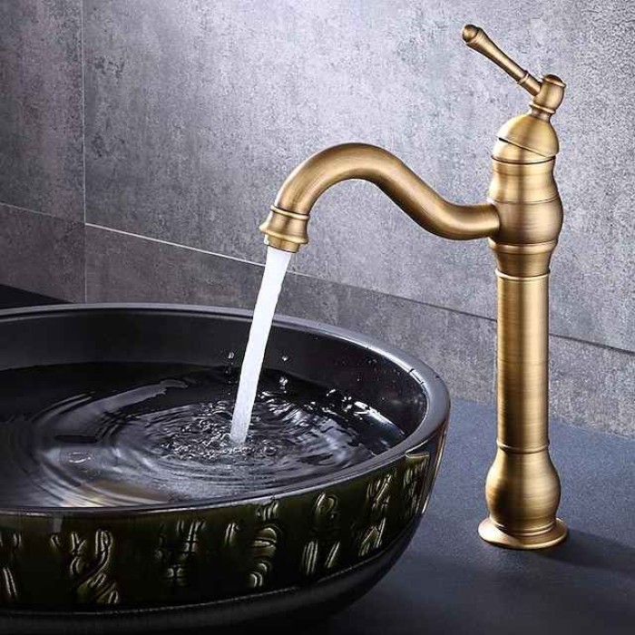 Bathroom Sink Faucet,Single Handle Rose Gold/Black/Brushed Gold/ Brass/Rustic Nickel One Hole Widespread Electroplated Faucet with Hot and Cold Water