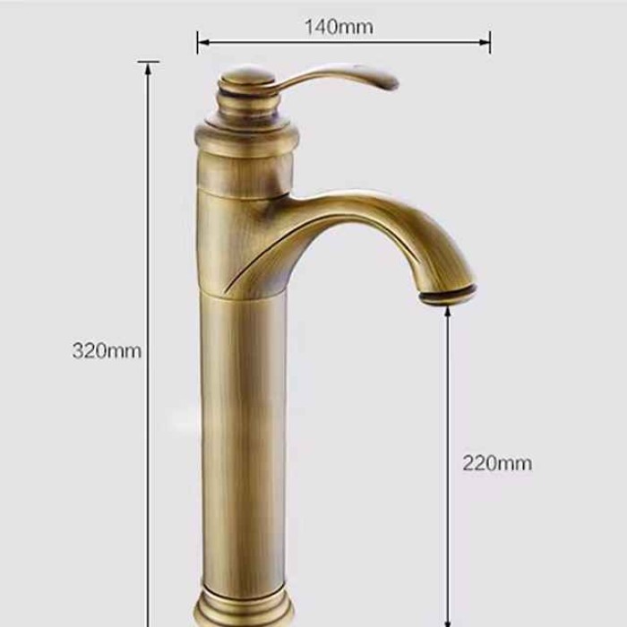 Bathroom Sink Faucet,Antique Brass Traditional Style Single Handle One Hole Bath Taps with Hot and Cold Switch and Ceramic Valve