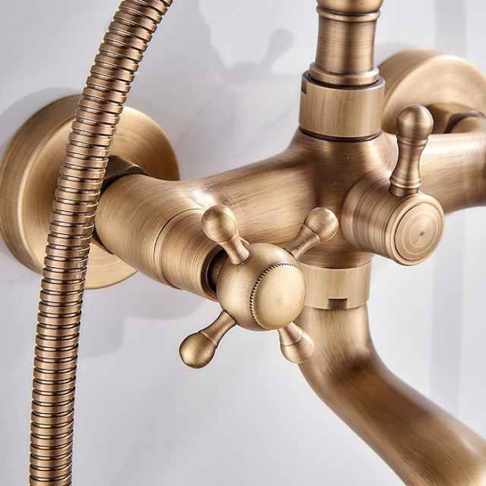 Bathtub Faucet,Wall Mounted Brass Rainfall Shower Mixer Taps Contain with Handshower and Cold/Hot Water