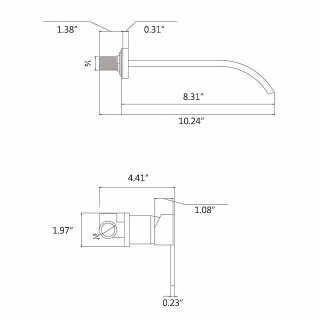 Bathroom Sink Faucets,Brass Waterfall Modern Style Wall Mount Single Handle Two Holes Chrome Finish Bath Tap with Cold and Hot Switch