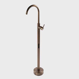 Antique Brass Bathtub Faucet Freestanding, 360 Swivel Spout Floor Mount Bath Tub Shower Filler Mixer Taps, Vintage Free Standing Clawfoot Tub with Hot and Cold Water Hose