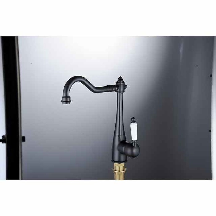 Kitchen Faucet,Oil-rubbed Bronze Single Handle One Hole Standard Spout Faucet Set With Hot and Cold Water