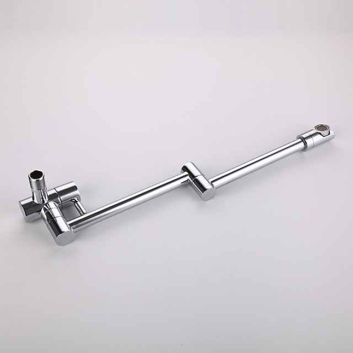 Brass Kitchen Faucet,Silvery Wall Mounted Rotatable Foldable Single Handle One Hole Bath Taps with Cold Water Only