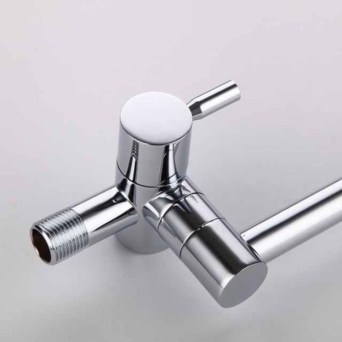 Brass Kitchen Faucet,Silvery Wall Mounted Rotatable Foldable Single Handle One Hole Bath Taps with Cold Water Only