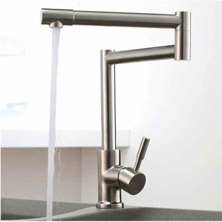 Kitchen Faucet,Modern Style Stainless Steel Single Handle One Hole Nickel Brushed Pot Filler Deck Mounted Retro Kitchen Taps With Hot and Cold Water