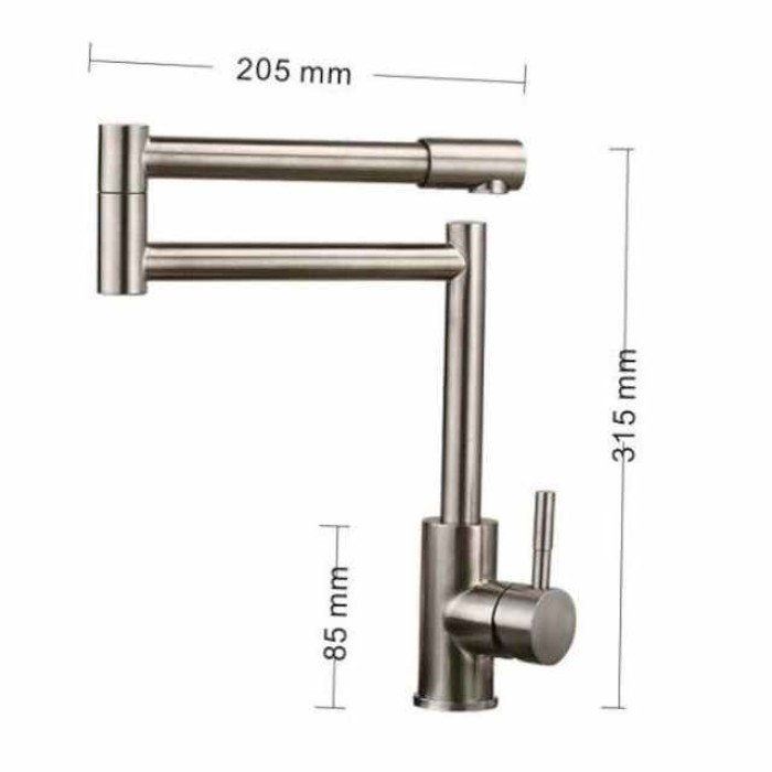 Kitchen Faucet,Modern Style Stainless Steel Single Handle One Hole Nickel Brushed Pot Filler Deck Mounted Retro Kitchen Taps With Hot and Cold Water