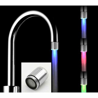 Deck Mounted Kitchen Faucet,Brushed Contemporary LED Water Faucet Light Colorful Changing Glow Shower Head Kitchen Tap Aerators