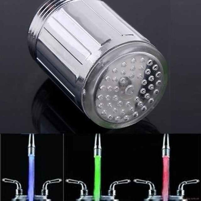 Deck Mounted LED Water Faucet,A Grade ABS Plastic Faucet Body Material Light Colorful Changing Glow Shower Head Kitchen Tap Aerators