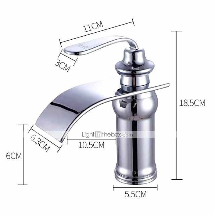 Bathroom Sink Faucet - Waterfall Oil-rubbed Bronze Widespread Single Handle One HoleBath Taps / Art Deco / Retro / Yes / Stainless Steel / Brass