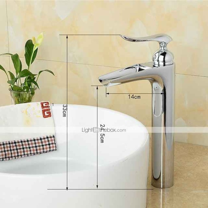 Bathroom Sink Faucet - Waterfall Chrome Centerset Single Handle One HoleBath Taps