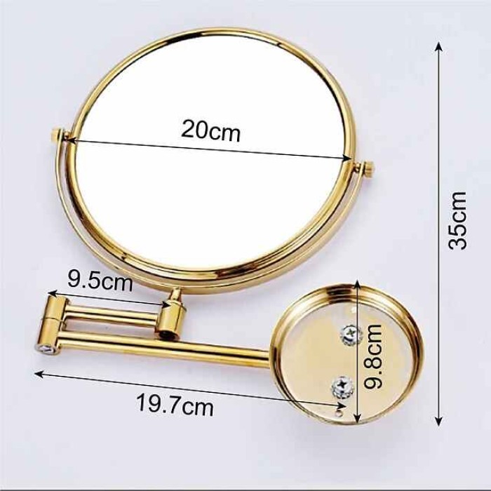 Bathroom Cosmetic Mirror Neoclassical Brass Wall Mounted Golden Shower Accessory 1 pc