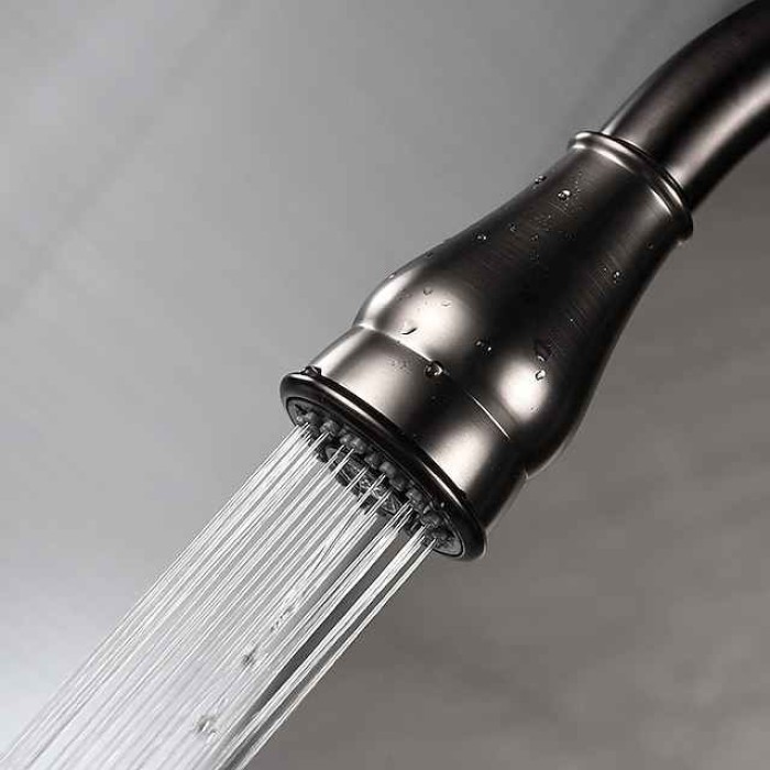 Kitchen Sink Mixer Faucet with Pull Out Sprayer, High Arc Brass Silver/Coffee Single Handle One Hole Oil-rubbed Bronze Pull Down Tall Kitchen Taps with Hot and Cold Water Hose