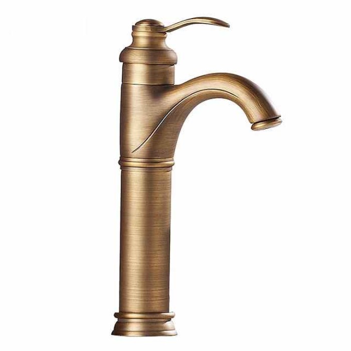 Single Handle Bathroom Faucet,Brass One Hole Waterfall/Centerset, Brass Traditional Bathroom Sink Faucet Contain with Cold and Hot Water