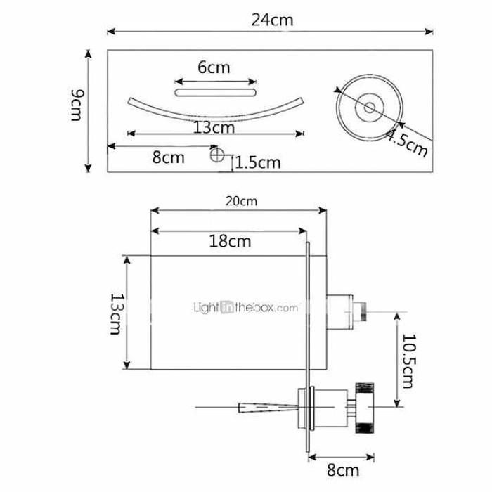 LED Bathroom Sink Mixer Faucet Waterfall Spout 3 Color Water Temperature, Basin Vessel Taps Brass Wall Mounted Single Handle Two Hole Bath Taps With Cold and Hot Hose