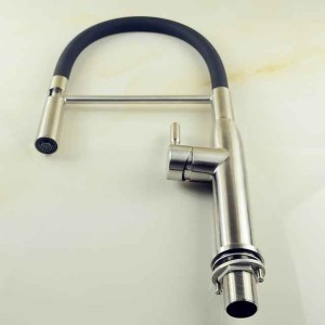 Single Handle Kitchen Faucet,One Hole Nickel Brushed Pull-out/Pull-down Rotatable Vessel Stainless Steel Contemporary Kitchen Taps with Cold and Hot Water