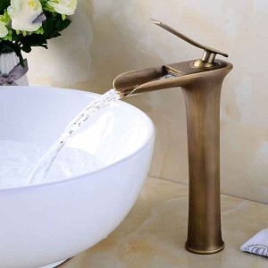 Bathroom Sink Faucet,Brass Waterfall Centerset Single Handle One Hole Bath Taps