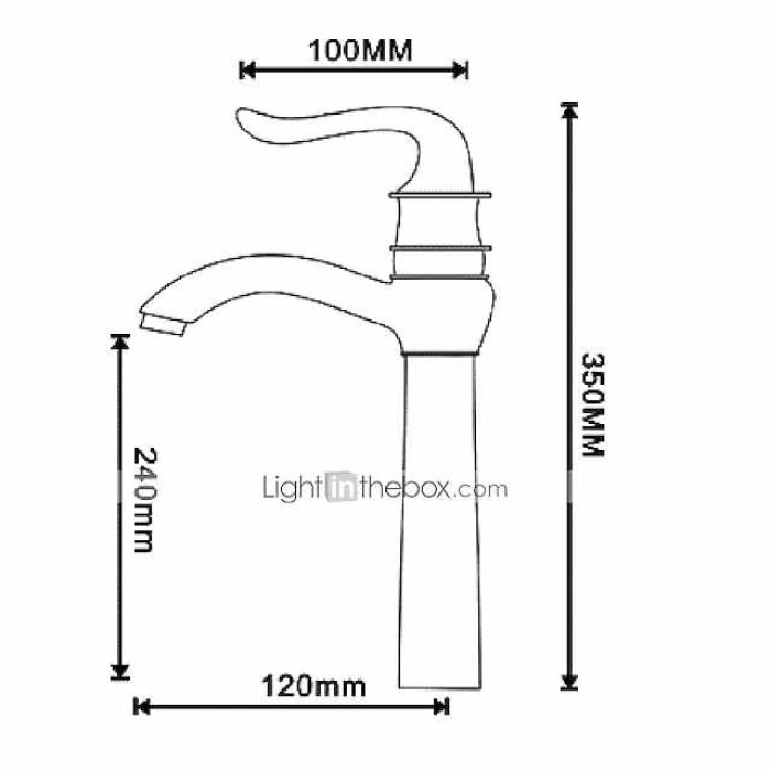 Brass Bathroom Sink Faucet,Waterfall Antique Brass Widespread Water Flow Single Handle One Hole Bath Taps with Hot and Cold Switch