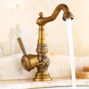 Bathroom Sink Faucet,Brass Single Handle One Hole Standard Spout Brass Finish Bath Taps With Hot and Cold Water