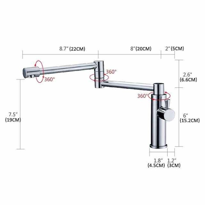 Foldable Kitchen Faucet Cold Water Only, Rotatable Kitchen  Brass Taps Chrome Single Handle One Hole Kitchen Sink Faucet