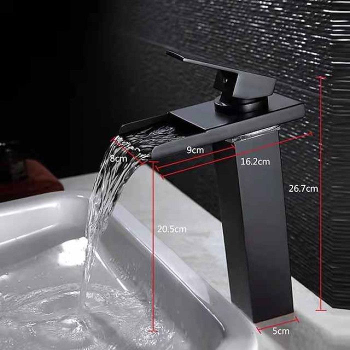 Bathroom Sink Faucet - Waterfall Chrome Centerset Single Handle One HoleBath Taps / Brass