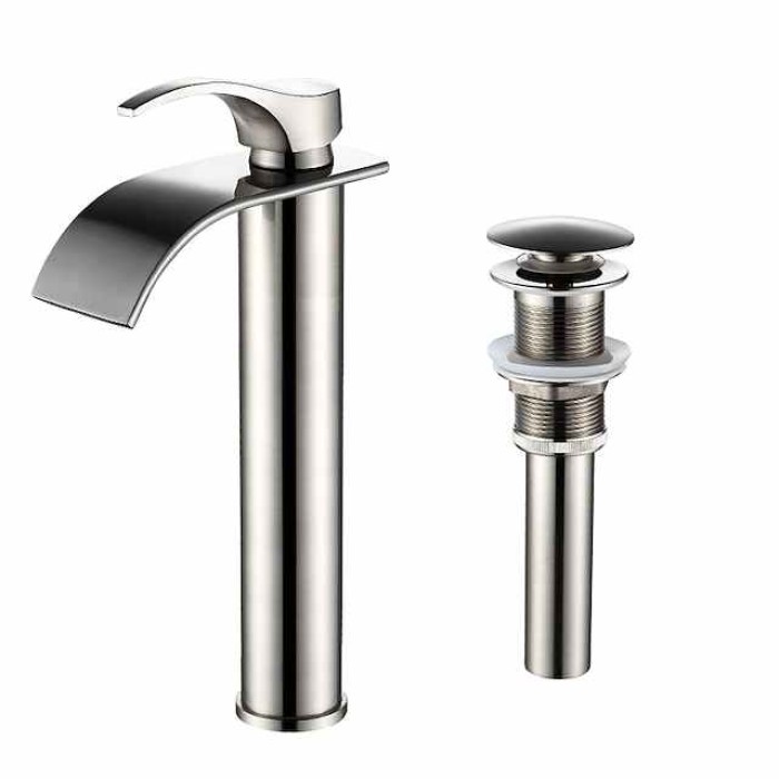 Bathroom Sink Mixer Faucet Tall with Drain, Basin Vessel Tap Ceramic Valve Single Handle Deck Mounted ORB/Rose Gold/Bursh Nickel