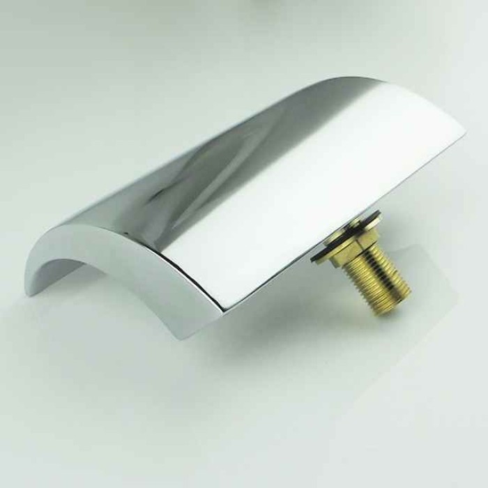 Contemporary Style Bathtub Faucet,LED Chrome Roman Tub Brass Valve Three Handles Five Holes Waterfall Bath Shower Mixer Taps with Hot and Cold Switch