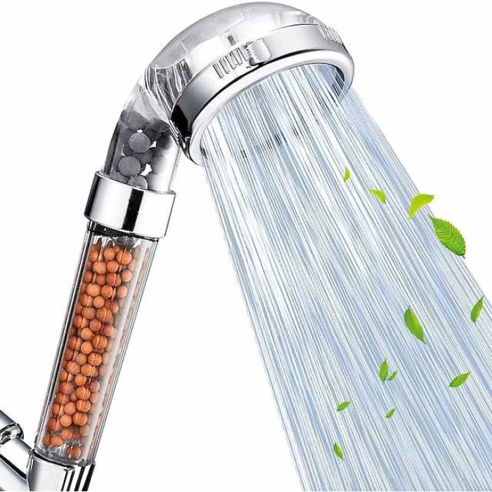 Stainless Steel Shower Head, Filter Filtration High Pressure Water Saving 3 Mode Function Spray Handheld Showerheads for Dry Skin & Hair