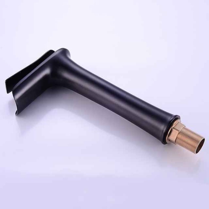 Brass Faucet Set,Waterfall Black Oxide Finish Deck Mounted Single Handle One Hole Bath Taps with Hot and Cold Switch