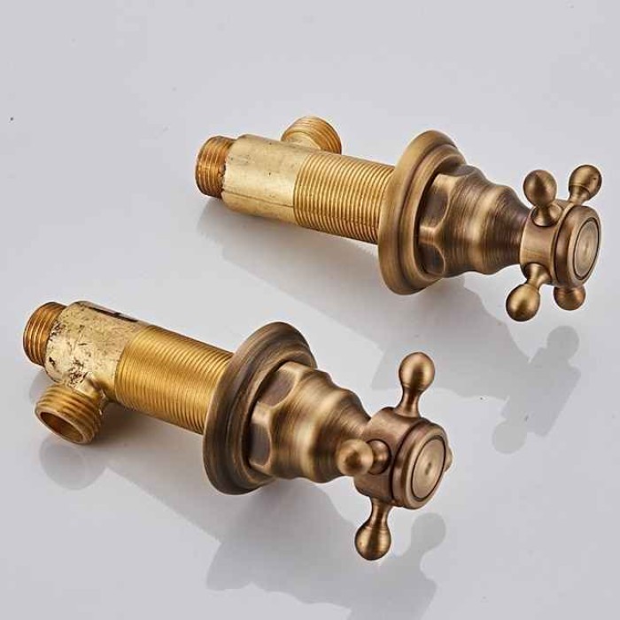 Bathtub Faucet,Antique Brass Widespread Roman Tub Two Handles Three Holes Bath Taps wiith Hot and Cold Switch