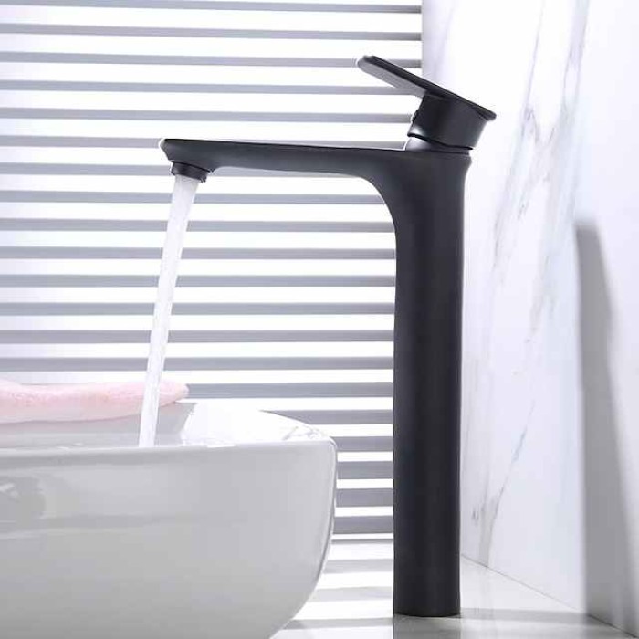 Bathroom Sink Faucet - FaucetSet Black Deck Mounted Single Handle One HoleBath Taps