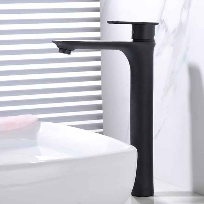 Bathroom Sink Faucet - FaucetSet Black Deck Mounted Single Handle One HoleBath Taps