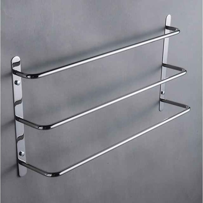 Bathroom Towel Bar Chrome Multilayer New Design Stainless Steel Bath 3 Rods Towel Rack Wall Mounted Silvery 1pc