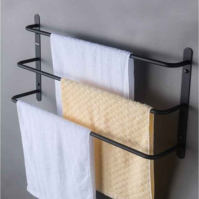 Wall Mounted Towel Rack,Stainless Steel 3-TierTowel Bar Storage Shelf for Bathroom 60cm Towel Holder Towel Rail Towel Hanger