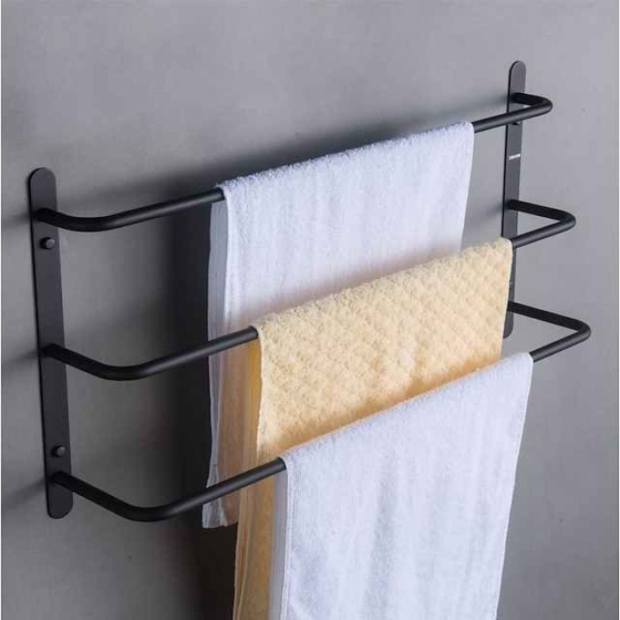 Wall Mounted Towel Rack,Stainless Steel 3-TierTowel Bar Storage Shelf for Bathroom 60cm Towel Holder Towel Rail Towel Hanger