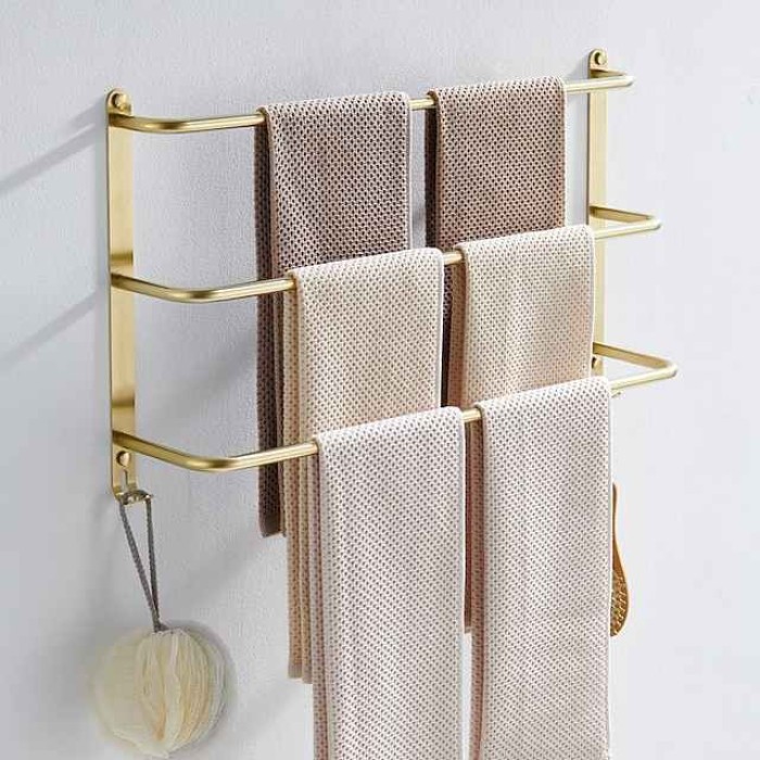 Wall Mounted Towel Rack,Stainless Steel 3-TierTowel Bar Storage Shelf for Bathroom 60cm Towel Holder Towel Rail Towel Hanger