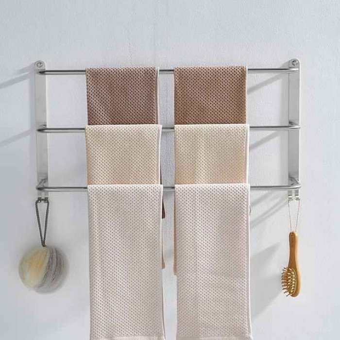 Wall Mounted Towel Rack,Stainless Steel 3-TierTowel Bar Storage Shelf for Bathroom 60cm Towel Holder Towel Rail Towel Hanger