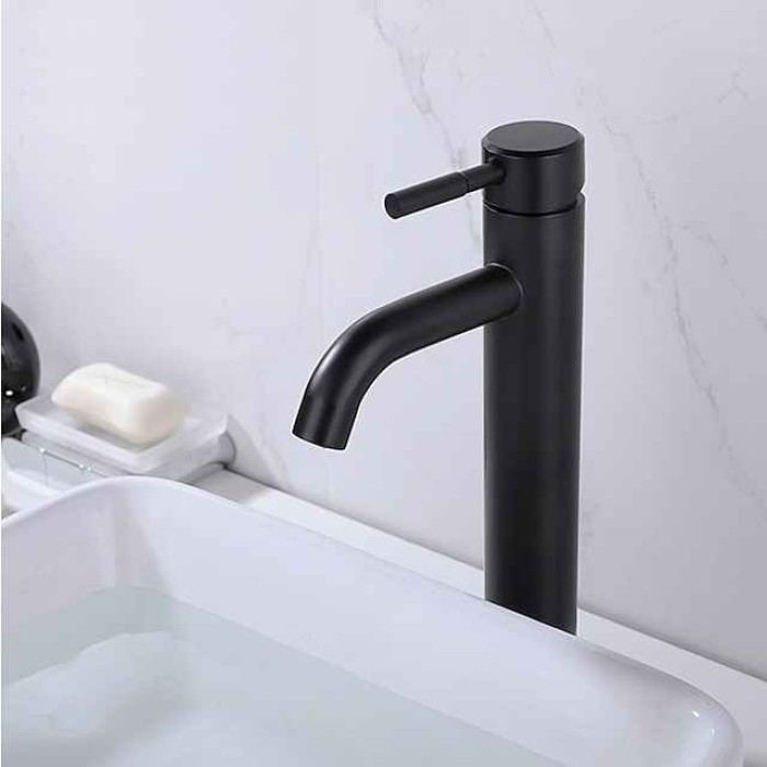 Bathroom Sink Faucet,Single Handle Matte Black Centerset Bath Taps,Stainless Steel COD Bathroom Faucet Adjustable to Cold and Hot Water