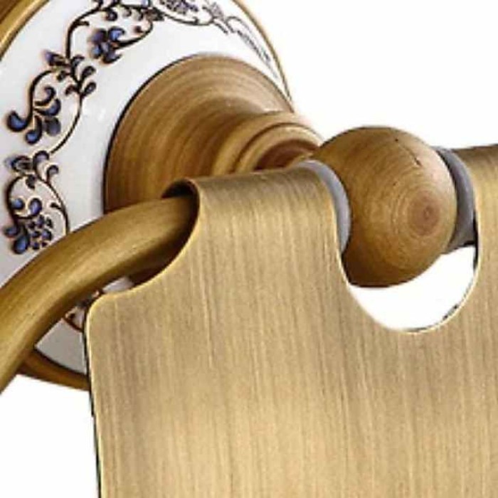 Toilet Paper Holders Contemporary Brass with Ceramic Carved Design Roll Paper Holders Wall Mounted 1pc