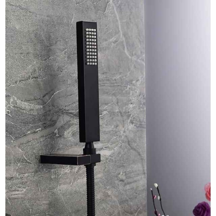 Wall Mounted Bathtub Faucet,Black Oil-rubbed Bronze Single Handle Two Holes Ceramic Valve Bath Shower with Hot and Cold Switch 