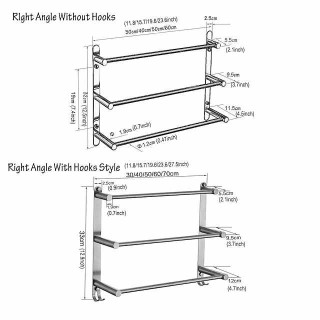 Wall Mounted Towel Rack,Stainless Steel 3-TierTowel Bar Storage Shelf for Bathroom 30cm~70cm Towel Holder Towel Rail Towel Hanger(Black/Chrome/Brushed Golden/Brushed Nickel)