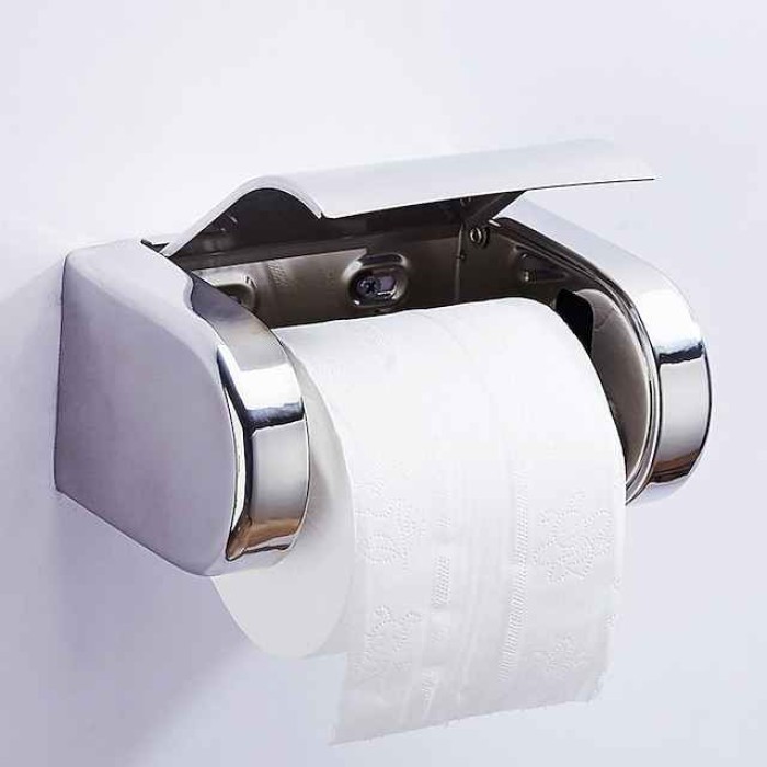 Toilet Paper Holder Stainless Steel Waterproof Paper Roll Holders Wall Mounted(Polishing Chrome)