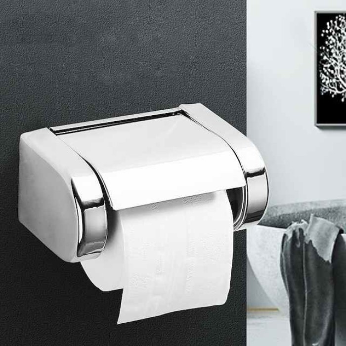 Toilet Paper Holder Stainless Steel Waterproof Paper Roll Holders Wall Mounted(Polishing Chrome)