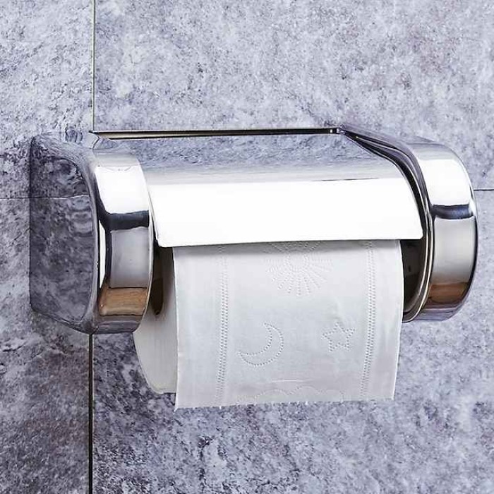 Toilet Paper Holder Stainless Steel Waterproof Paper Roll Holders Wall Mounted(Polishing Chrome)