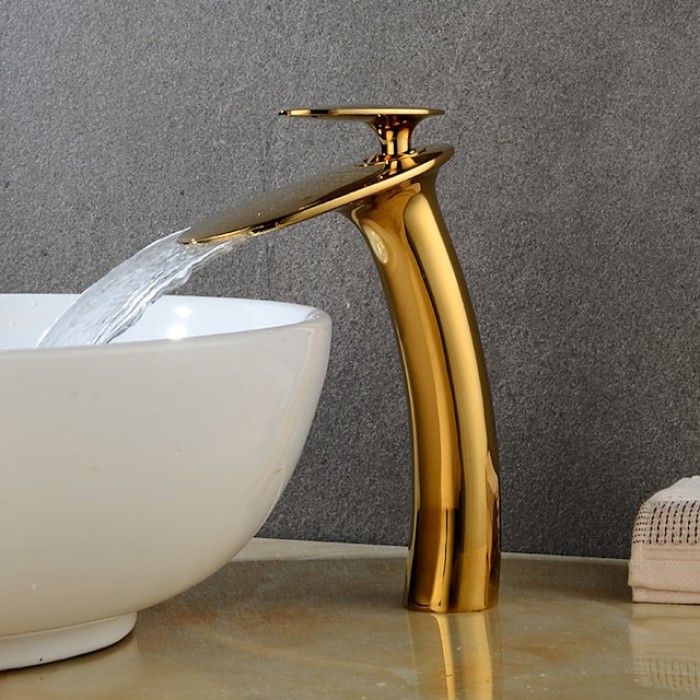 Bathroom Faucet Single Handle Silvery Waterfall Nickel Brushed Sink Faucet Contain with Cold and Hot Water Mixer