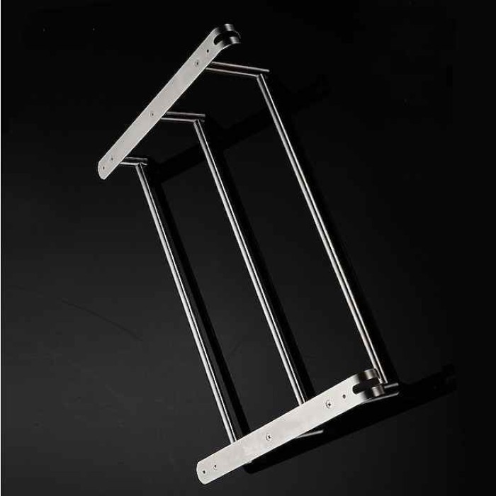 Towel Holder with Hooks for Bathroom,3-Tiers Wall Mounted Stainless Steel Brushed Nickel Towel Rack Rustproof Towel Bar 40/50/60CM(Silvery)