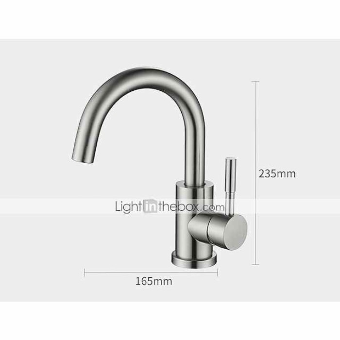 Bathroom Sink Faucet,Single Handle Black Nickel/White Dainted/Brushed Nickel One Hole Standard Spout Stainless Steel Bathroom Sink Faucet with Hot and Cold Water