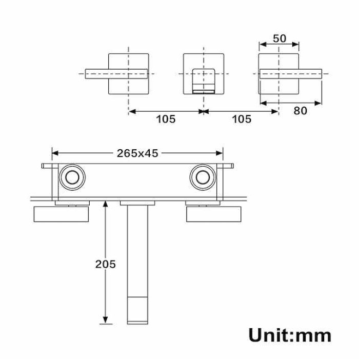 Bathroom Sink Faucet ,Wall Mount Brass Waterfall Widespread Black Two Handles Two Holes Bath Taps